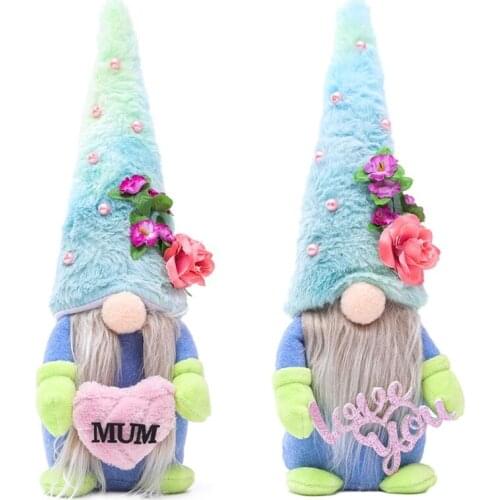 Mothers Day Gnomes Handmade Stuffed Gnome Spring Flower Faceless Gnome Plush Doll Swedish Gnome Dwarf Gnome Ornaments