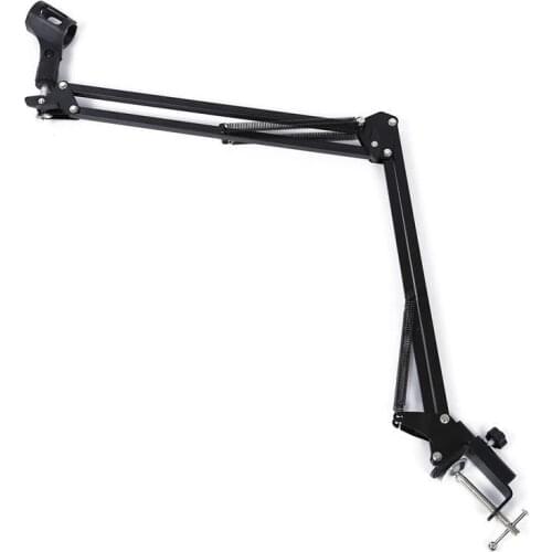 HFES Extendable Recording Microphone Holder Suspension Boom Scissor Arm Stand Holder with Microphone Clip Table Mounting Clamp