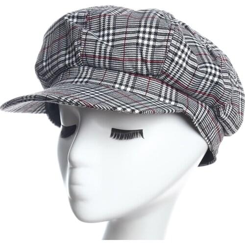 HW Boutique Newsboy Caps For Women Autumn Winter Unisex Casual Retro Newsboy Cap New lattice octagonal hat fashion female hat