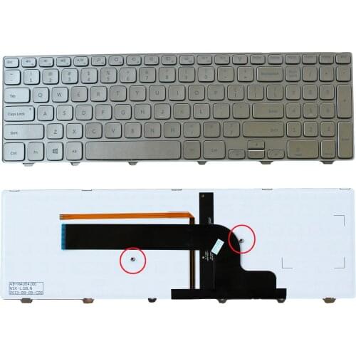 New US/Russian Laptop Keyboard For Dell Inspiron 15-7537 P36F Backlit Silver Keyboard