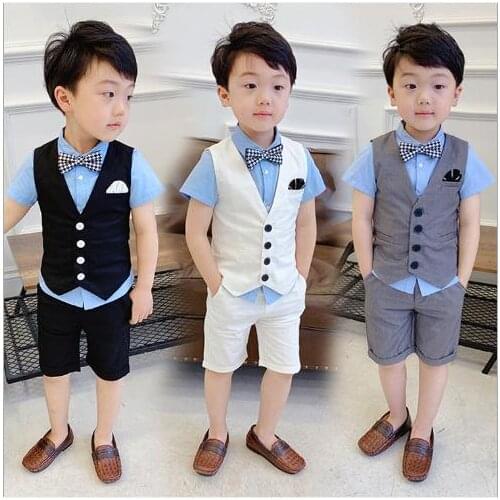 Summer Formal Boys Suits Blazers Clothes Suits For Wedding Formal Party Baby Vest Pants Kids Boy Outerwear
