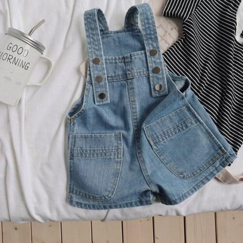 Summer Baby Girls Overalls Cute Sweet Fashion Washed Denim Trousers Romper Jumpsuits Cowboy Short Pants Children Jeans Clothing