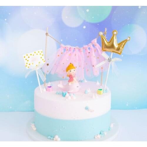 Cute tassel cake top hat flash happy birthday cake top flag multi color wedding cake decoration party supply