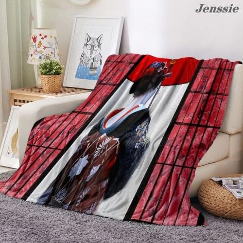 Soft Warm Coral Fleece Flannel Blankets For Beds 3D Printing Japanese Geisha Throw Bedspread For Sofa Winter Spring Blankets