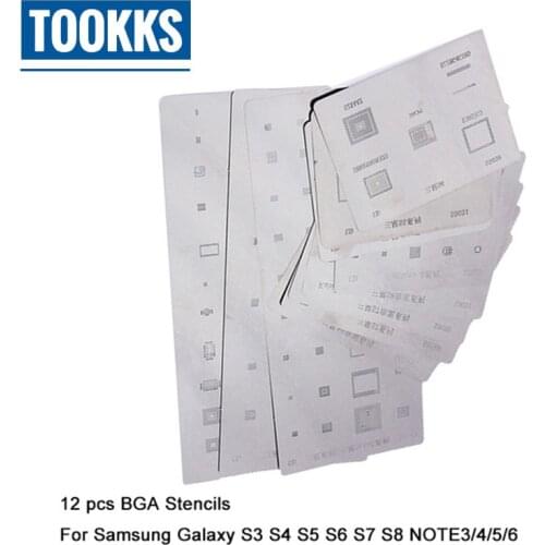 12pcs/lot Samsung BGA Reballing Stencil Kits Set Solder Template For Samsung Galaxy S3 S4 S5 S6 S7 S8 NOTE3/4/5/6