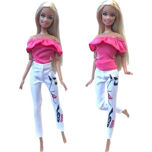 NK New Doll Dress Modern Shirt +Fashion Trouseres Daily Casual Wear For Barbie Doll Accessories Baby Toys Girl' Gift 282A 6X