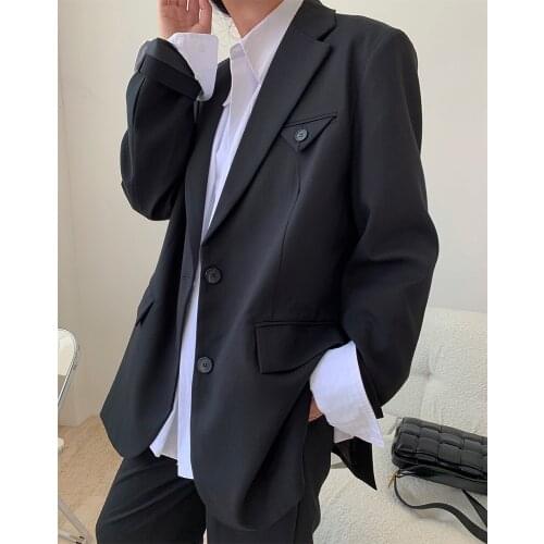 Spring New European and American Fashionable Blogger Style Profile Suit Jacket Loose Slimming Wide Shoulder Suit for Women
