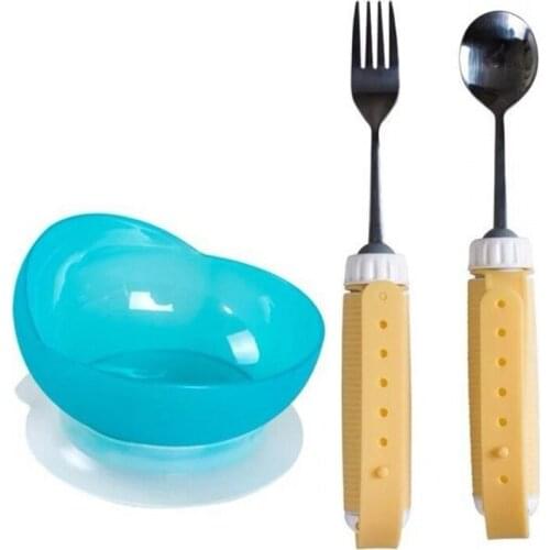 Arthritis Elderly Utensil Disabled Patient Easy Grip Eating Aids Spoon Fork Stainless Steel Removable Rotating Tableware
