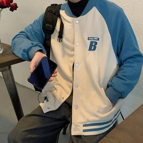 Casual Letter Print Baseball Jackets Women Stand-up Collar Single Breasted Loose Coats Girls Fashion BF Style Baseball Uniform