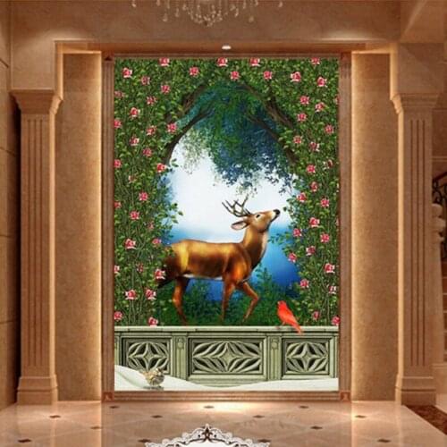 Drop Shipping Custom Photo Wallpaper 3D Stereo Murals Beautiful Forest Animal Elk Scenery Background Wallpaper Home Decorative