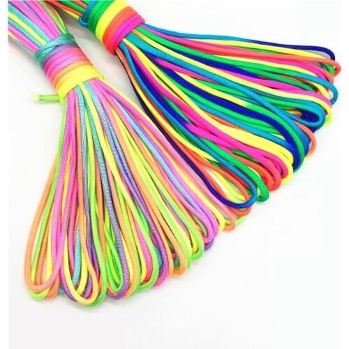 Rainbow Nylon Cord 5mm Lanyard Rope 7 Strand Camping Wrap Cord Rope for Outdoor Camping Tent Climbing Bracelet Ropes Survival 5M