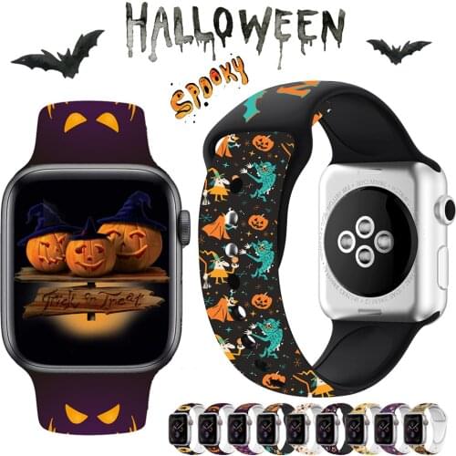 Halloween Strap For Apple Watch Band 44mm 40mm Silicone New Special Printed for Apple watch Bands 38mm 42mm Iwatch 6 SE 5 4 3 2