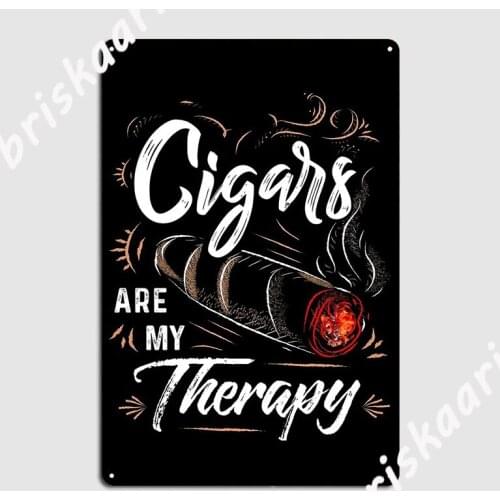 Cigars Are My Therapy Shirt Cigars T Shirts For Men Dad Metal Plaque Poster Wall Decor Custom Living Room Tin sign Poster