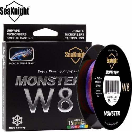 New w8 multicolor 8 braided strand weaves 300 m braided fishing line wide angle technology 0.14mm pe fishing line 15lb