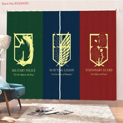 Attack On Titan Curtains For Kitchen Bedroom Window Treatment Fabric Anime Curtains For Living Room Blackout Window Treatment