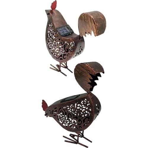 LED Solar Chicken Statue Lamp Waterproof Hollowed Out Decking Light Outdoor Gardening Decoration Garden Courtyard Street Lamp