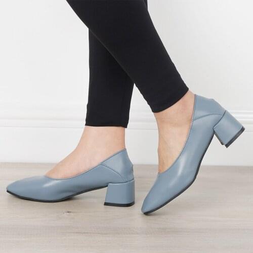 Women Spring Square High Heels Shoe Woman Classic Slip On Casual Ladies Elegant Square Toe Soft PU Fashion Female Pump Newio 89y