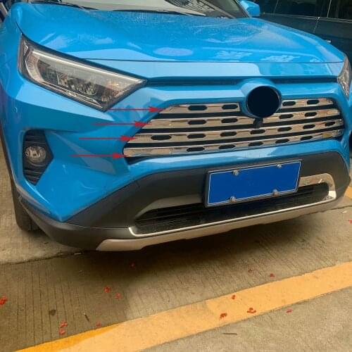 For Toyota RAV4 RAV 4 2019 2020 steel Carbon fiber Upper Center Grille Grill Strip Molding Trim Decoration Styling Accessories