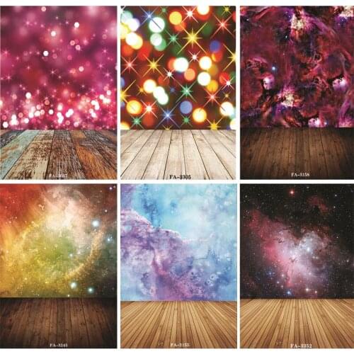 Vinyl Custom Photography Backdrops Prop Space Starry Sky and floor Theme Photography Background FA20419-105