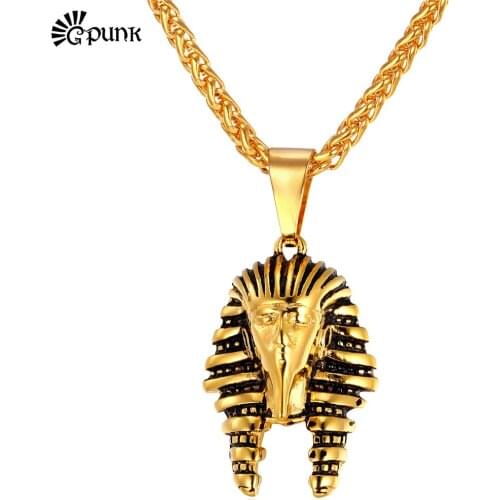 Vintage Pharaoh Pendant Necklace Unique Design yellow Gold color 316L Stainless Steel Trendy Necklace P1898G
