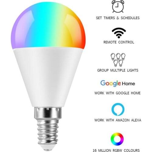 WIFI Led Smart Bulb Light 6W E14/E27/B22 RGB Light Wireless App Operate Energy Saving Dimmable Lamp for ALexa Google Home