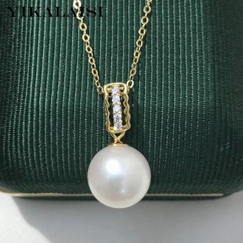 YIKALAISI 925 Sterling Silver Necklaces Jewelry For Women 9-10mm Round Natural Freshwater Pearl Pendants New Arrivals Wholesales