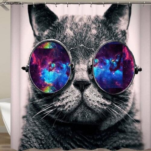 Cat shower curtains bathroom shower curtain 3D fabric shower curtain funny waterproof shower curtain with hooks
