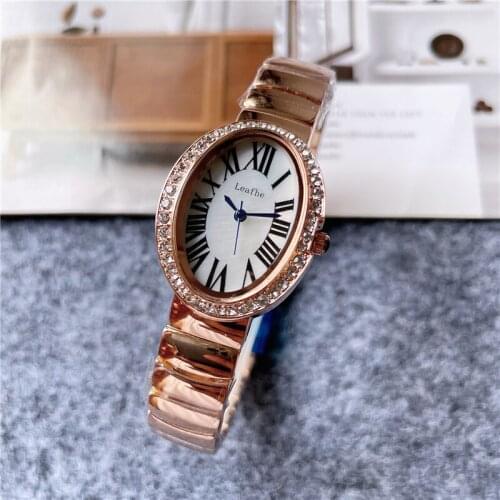 New Oval Shape Womens Watches Stainless Steel Material Butterfly Clasp Quartz Watch Dial Diameter 25mm Black Relogios Feminino