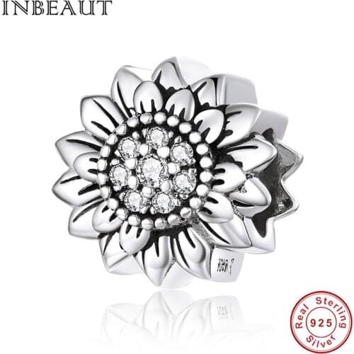 INBEAUT Summer new 925 sterling silver sunflower beads fit original Brand bracelet women high quality jewelry DIY charms