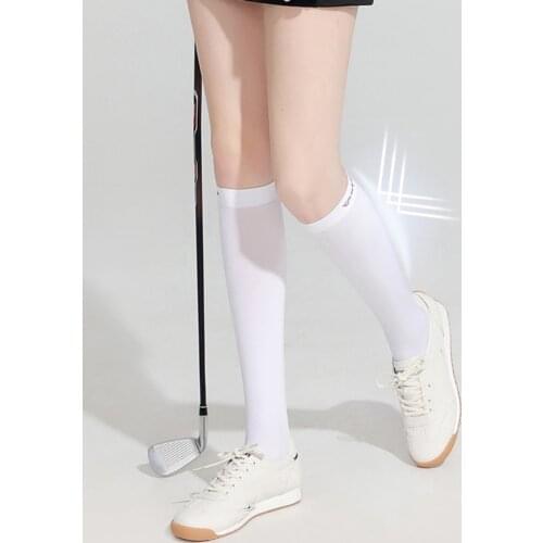 Women Sports Socks Outdoor Golf Socks Sunscreen Translucent Elastic Legging Stockings UV-Proof Light Thin Smooth Long Leg Sock
