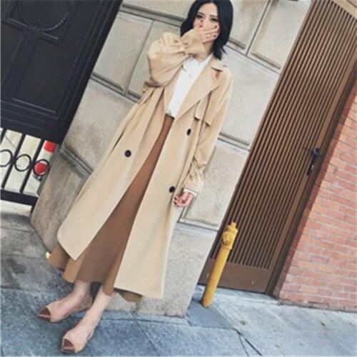 2020 Korean Elegant Trench coat Spring Autumn Women Loose Long Sleeve Fashion Casual Plus Size Solid Color Female Retro Clothing
