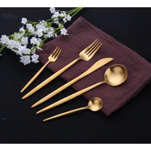 Gold Stainless Steel Cutlery Set Dinner Fork Knife Spoon 1 Pc Dinnerware Tableware Chopsticks Gold Spoon Shovel Flatware Cutlery