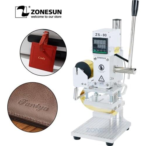 ZONESUN Digital Hot Foil Stamping Machine for Leather Wood embossing work with letter brass mold 23x18cm work bench 110v/220v