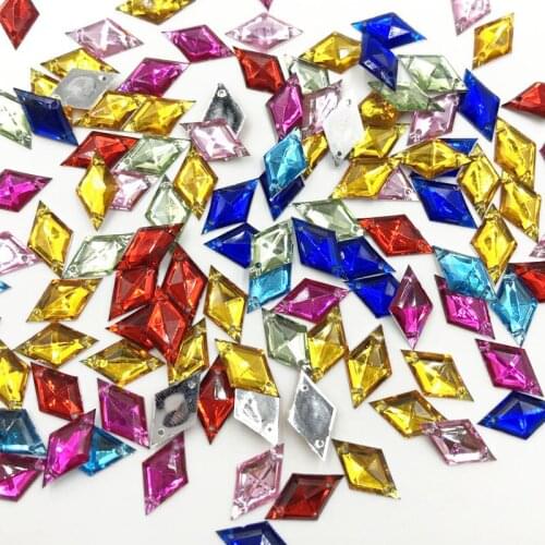 100pcs Mix Rhinestones Flat Back Acrylic Gems Crystal Stones Sewing Beads