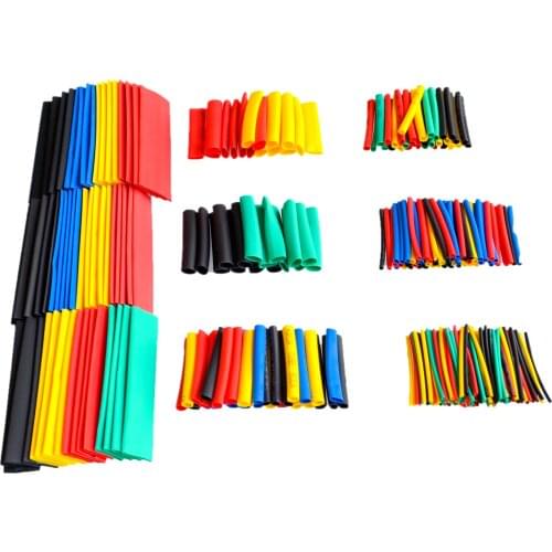 127/140/328/530Pcs Assorted Polyolefin Heat Shrink Tubing Tube Cable Sleeves Wrap Wire Set 8 Size Multicolor/Black