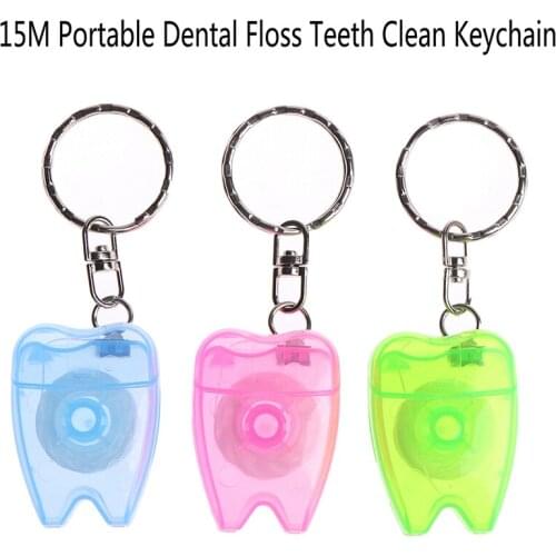 15 Meters Portable Keychain Teeth Floss Dental Flosser for Teeth Cleaning Oral Care Kit Dental Hygiene Mint Dental