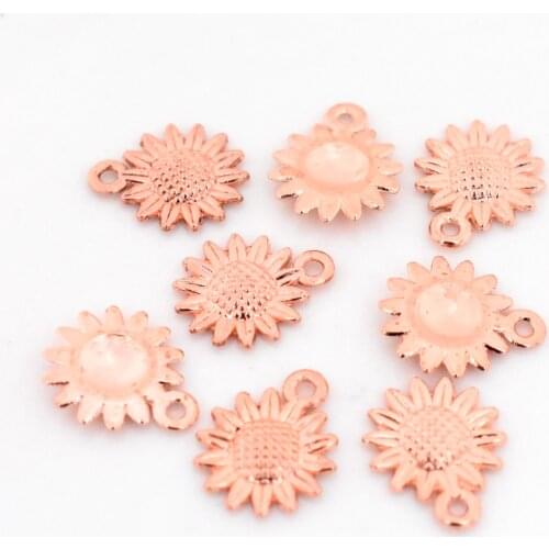19x15mm 30pcs/lot Rose Gold Color Plated Hollow Sunflower Charms Pendant DIY Handmade Jewelry Accessories