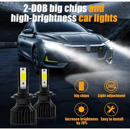 2PCS DOB LED Chips 6000K H4 H7 H1 LED Canbus 80W 16000LM H8 H9 H11 Led Bulb LED Car Headlight Auto Fog Light Auto Lamp 12V