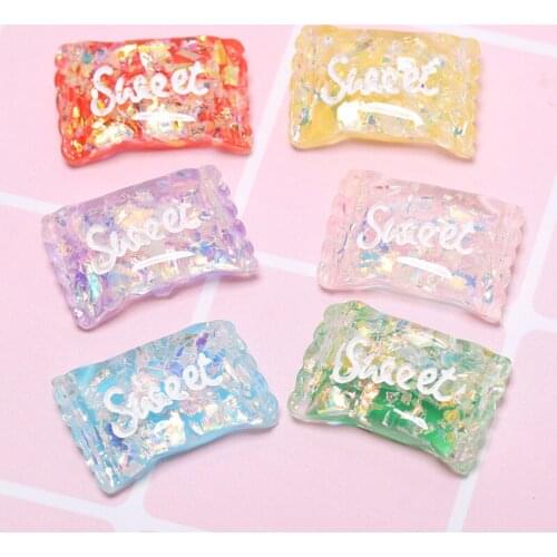 20pcs Sequin Sweet Candy Flatback Planar Resin DIY Craft Supplies Basteln Hair Accessories Miniatures Phone Shell Decor Material
