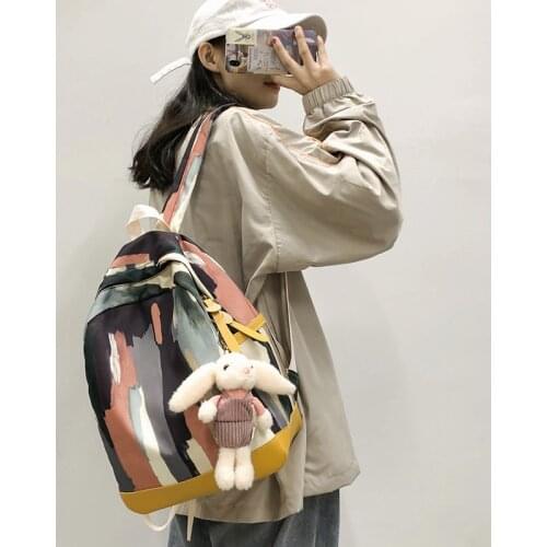 2021 new fashion schoolbag female Korean student super fire backpack wild tide brand backpack