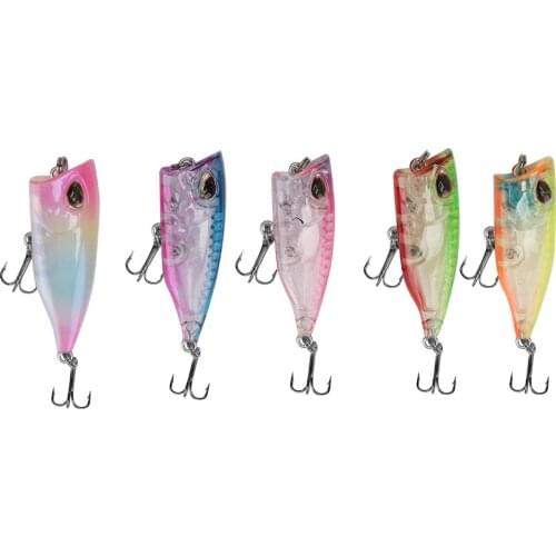 5PCS Plastic Mini Popper Floating Artificial Bait Fishing Lures Fish Tackle Accessory Each Time It Hits The Water Mini Body