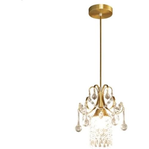 American Retro All-copper Water Drop Pendant Lights Corridor Aisle Restaurant Bar Lamps Modern Crystal Cloak Room Hanging Lights