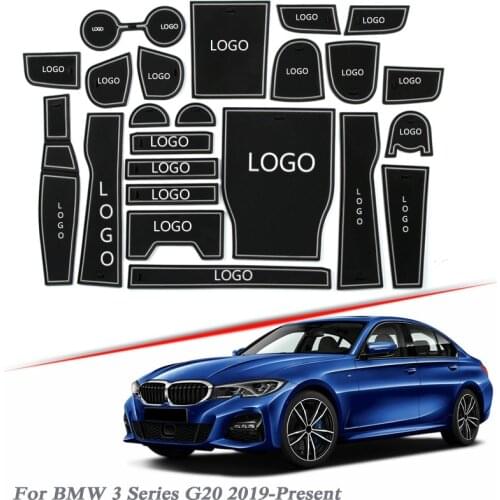 Brand LOGO Car Styling For BMW 3 Series G20 2019-Present Latex slot pad Interior Door Groove Mat Non-slip dust Mat Accessories
