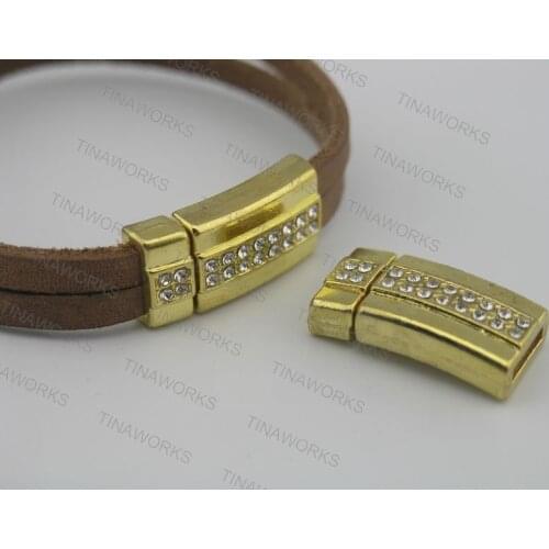 Free Shipping 15 Sets 10.0x2.0mm Strong Golden Magnetic Clasp With Clear Crystal Beads--CLP1119AG