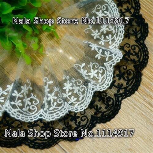 Free Shipping Hard Mesh Flower Embroidered Lace Fabric,Lace Trim DIY Clothes Accessories Width 6.5cm 10yards/lot