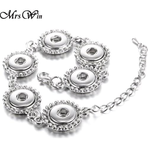 New 12MM Snap Jewelry 12mm Snap Button Bracelet Bangles Vintage Silver color 6 Buttons Bracelet Charm Bracelet for Woman
