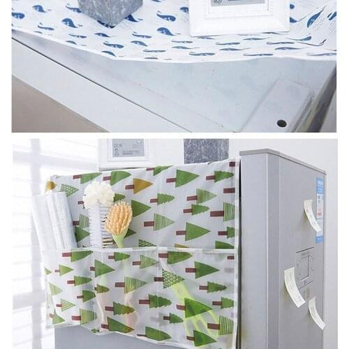 Household PEVA Print Waterproof Refrigerator Dust Cover With Storage Bag For Kitchen Washing Machine Accessories Supplies