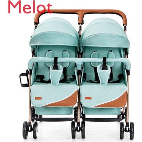 Baby Stroller Sitting Lying Detachable Lightweight One-Hand Folding Baby Double Stroller