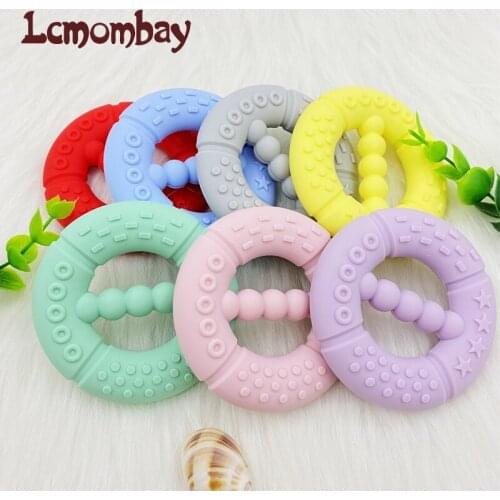 Lcmombay baby silicone teether ring circle pendant DIY necklace babi toys chewing teething toy kids gift