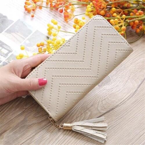 Long Womens Wallet Female Purses Tassel Coin Purse Card Holder Wallets Female Pu Leather Clutch Money Bag Pu Leather Wallet